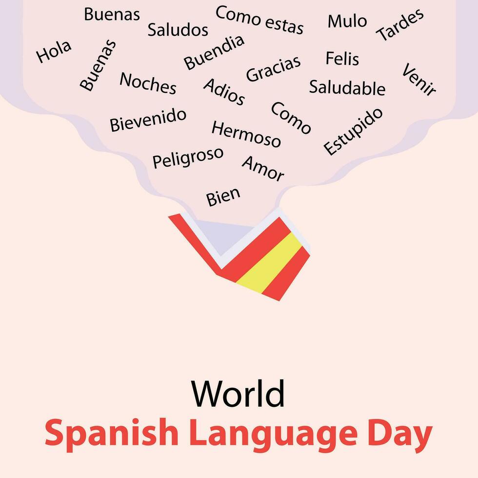 ilustración vector gráfico de abierto libro escupir fuera Español palabras, Perfecto para internacional día, mundo Español idioma día, celebrar, saludo tarjeta, etc.