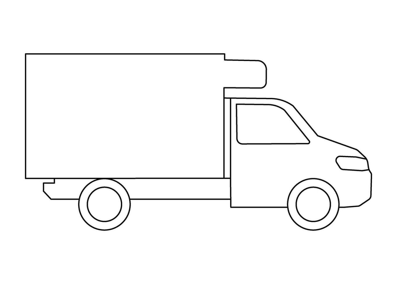 Car truck transport model coloring line icon. Van, automobile for freight transport. Vector sign outline illustration