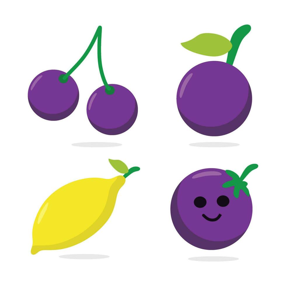 Lemon and purple fruit for decoration image vector