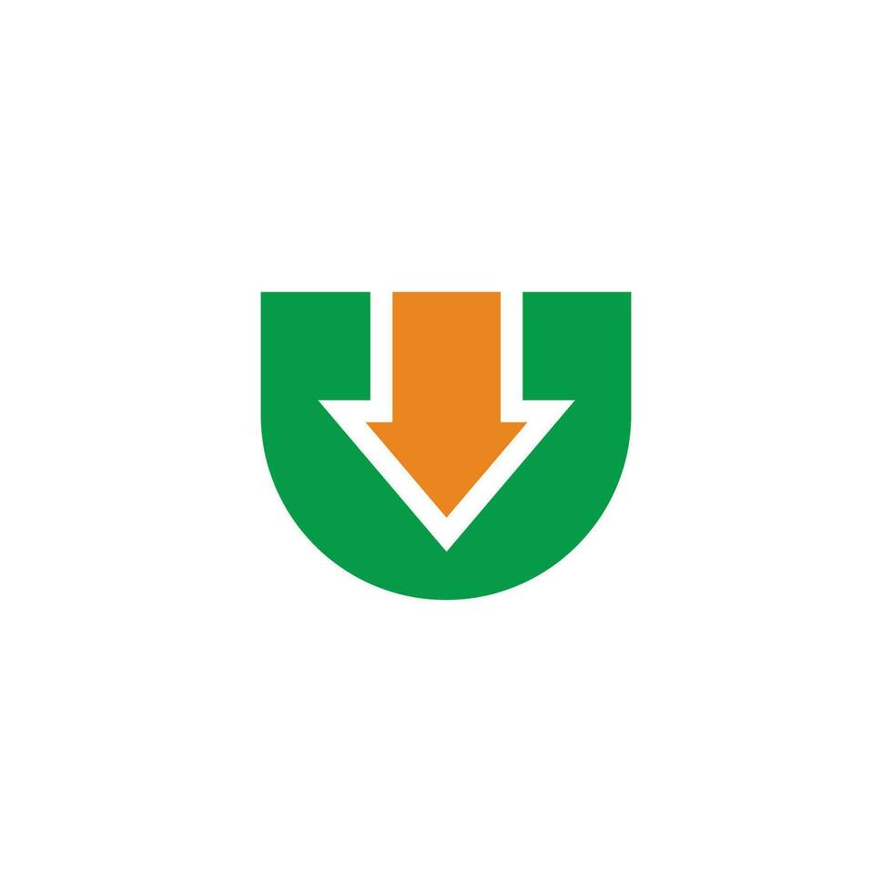 letter u simple pointing arrow geometric colors logo vector