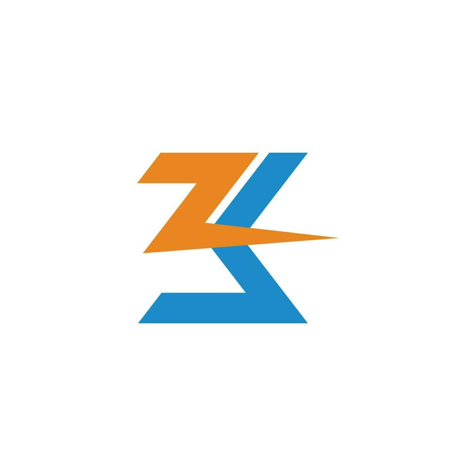 letter zb power thunder colorful logo vector