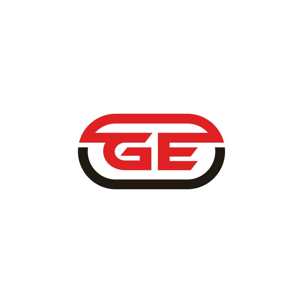 letter ge simple geometric line round shape symbol logo vector