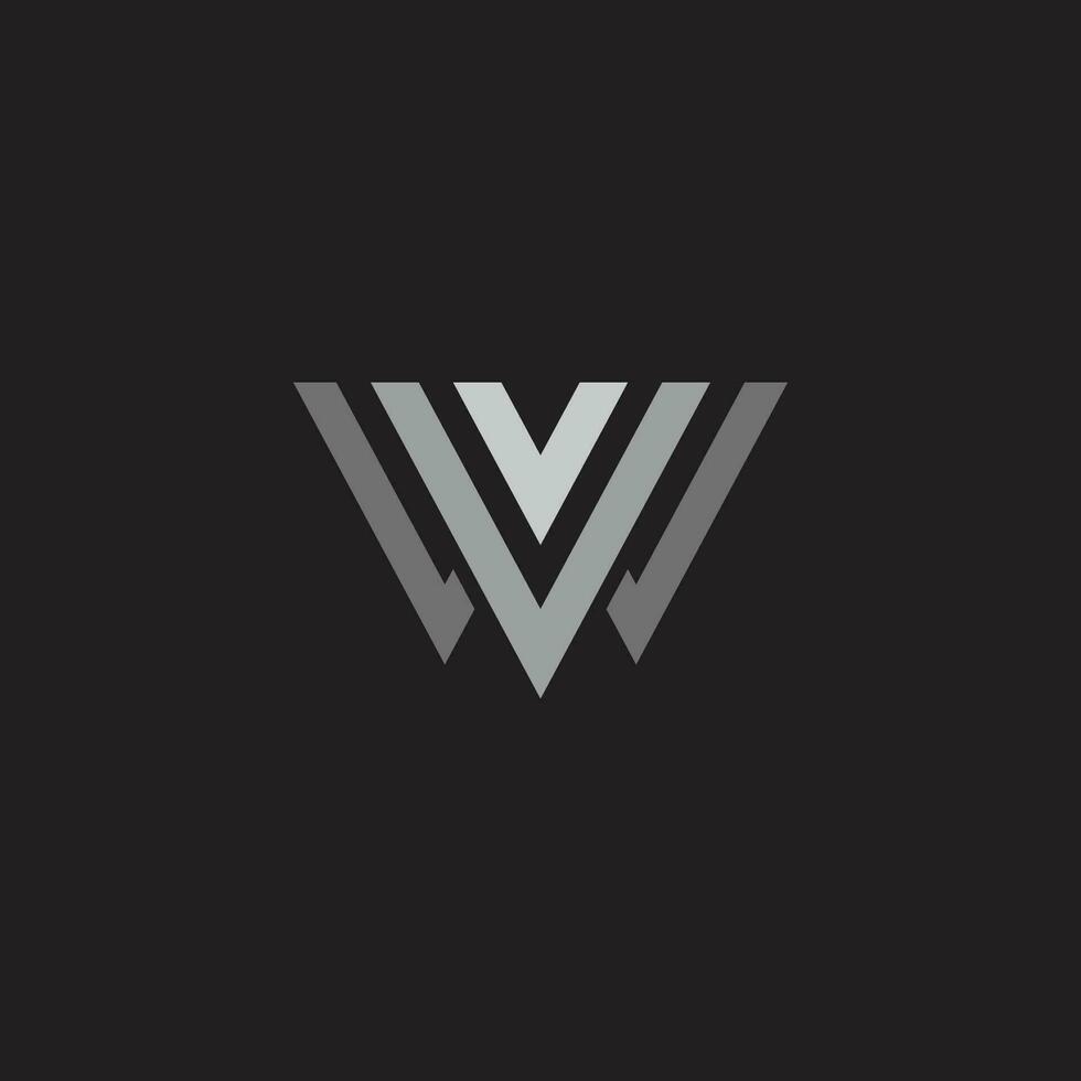 abstract letter vw gradient geometric line logo vector