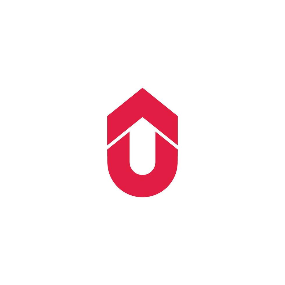 letter u simple geometric red arrow up logo vector