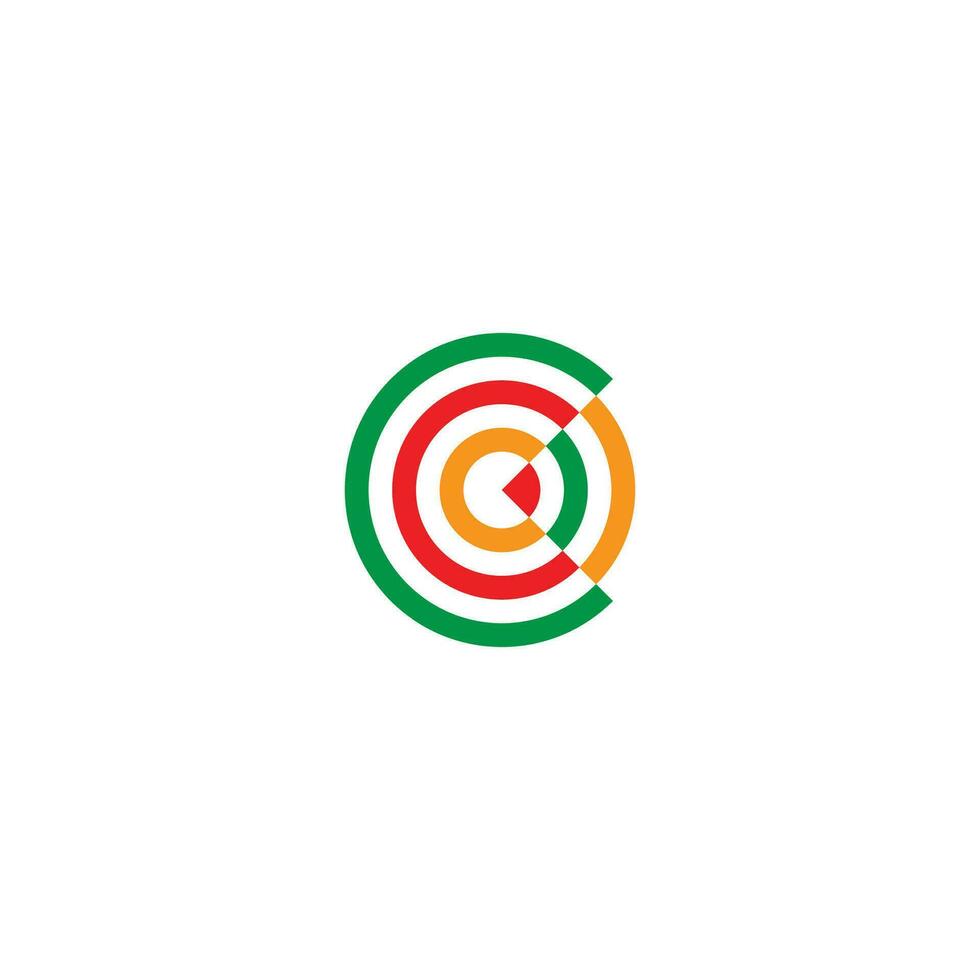 letter c colorful stripes target dart symbol logo vector