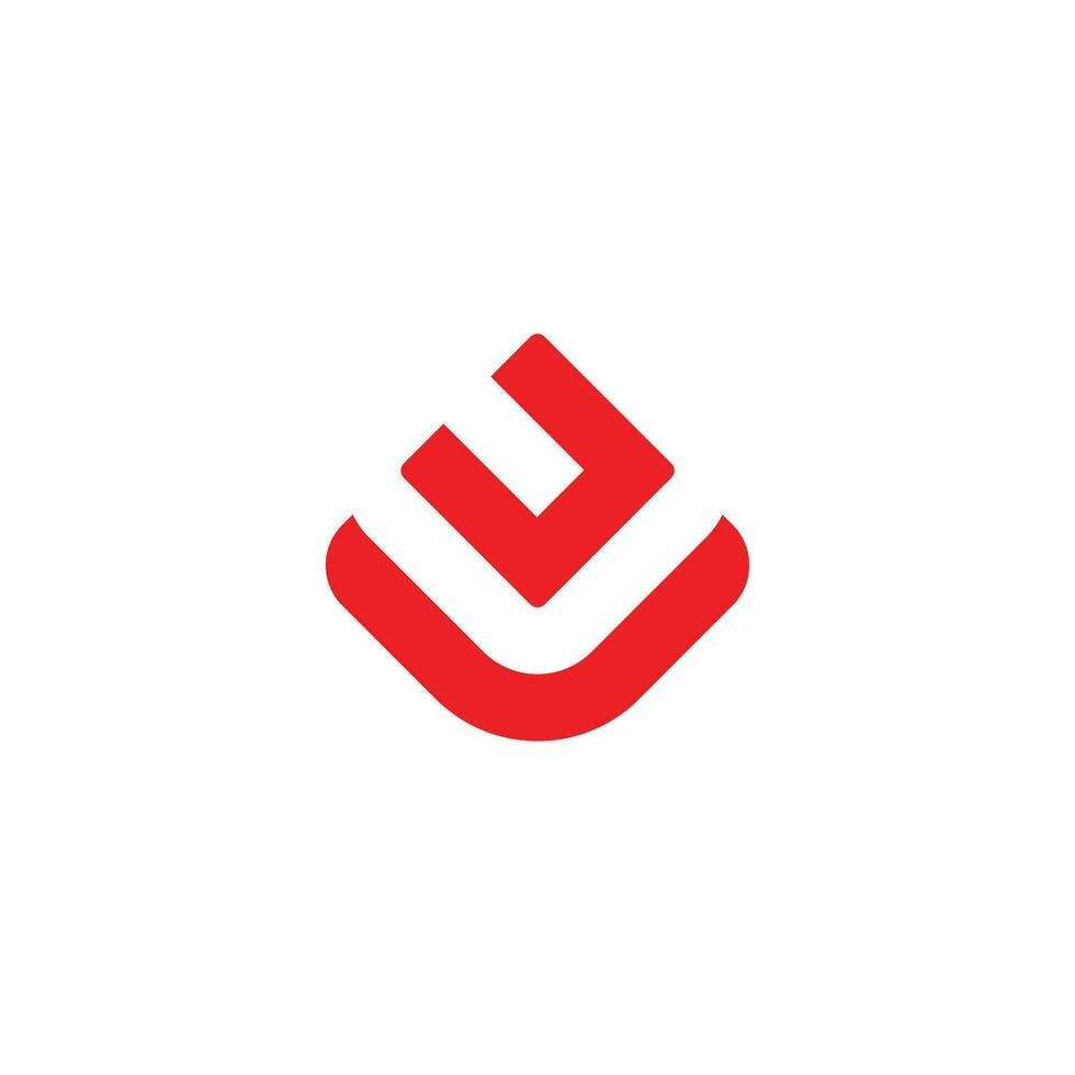 letter uv red geometric simple line logo vector