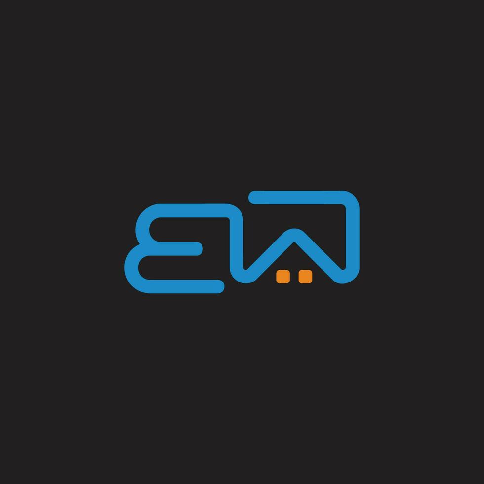 letter ew home night shape logo vector