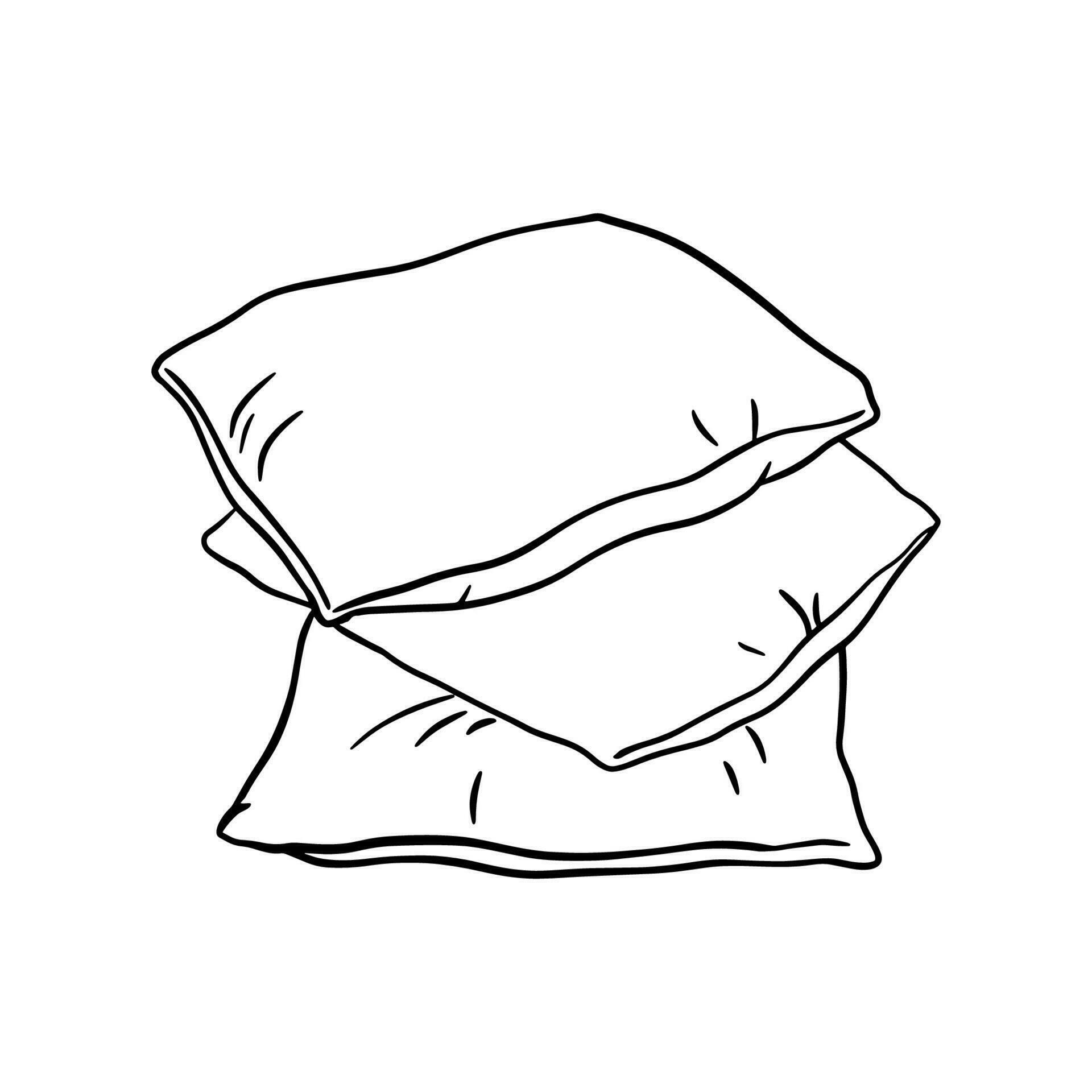 Pillows outline icon. Vector doodle sketch isolated on white background