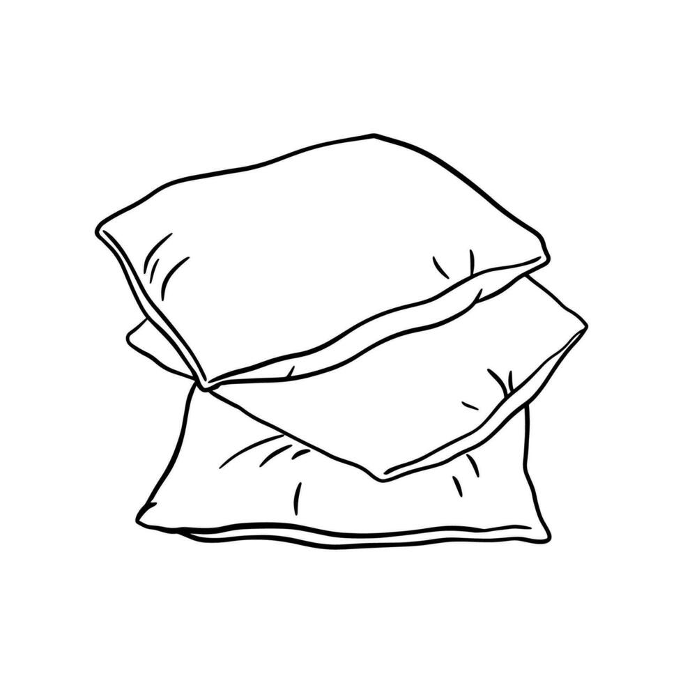 Pillows outline icon. Vector doodle sketch isolated on white background
