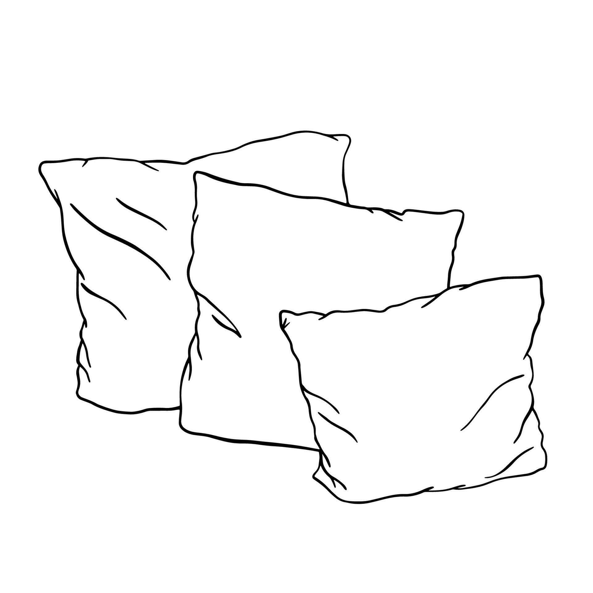 Pillows outline icon. Vector doodle sketch isolated on white background