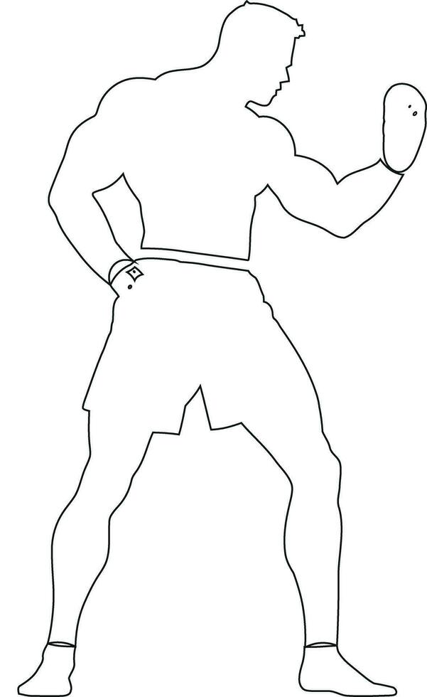 boxer line drawing vector illustration isolated on white background.