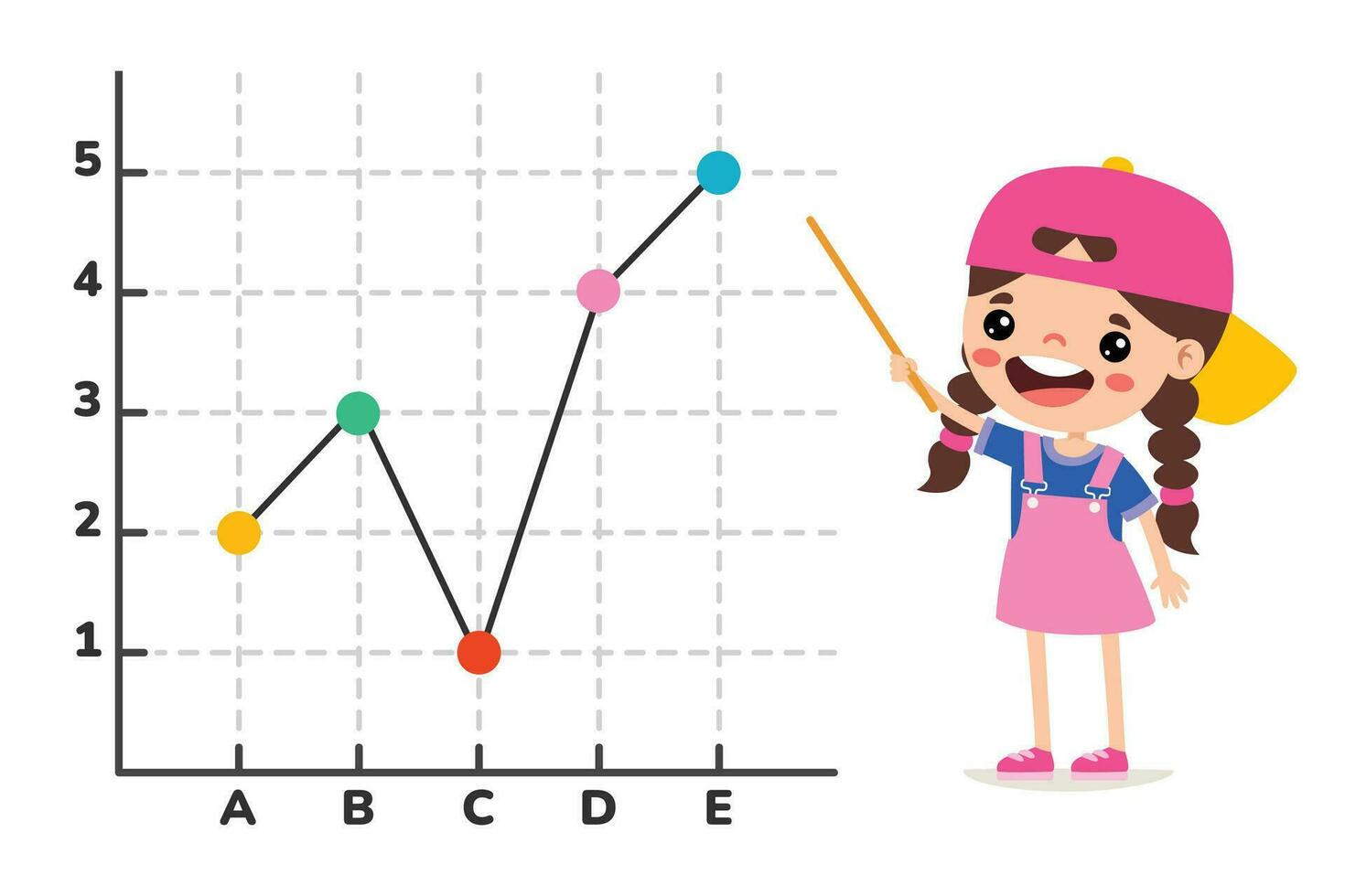 Cartoon Kid Showing Line Graph vector