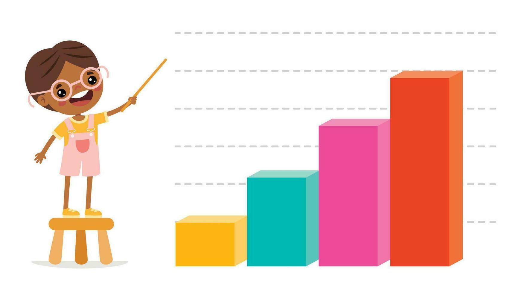 Cartoon Kid Showing Bar Graph vector