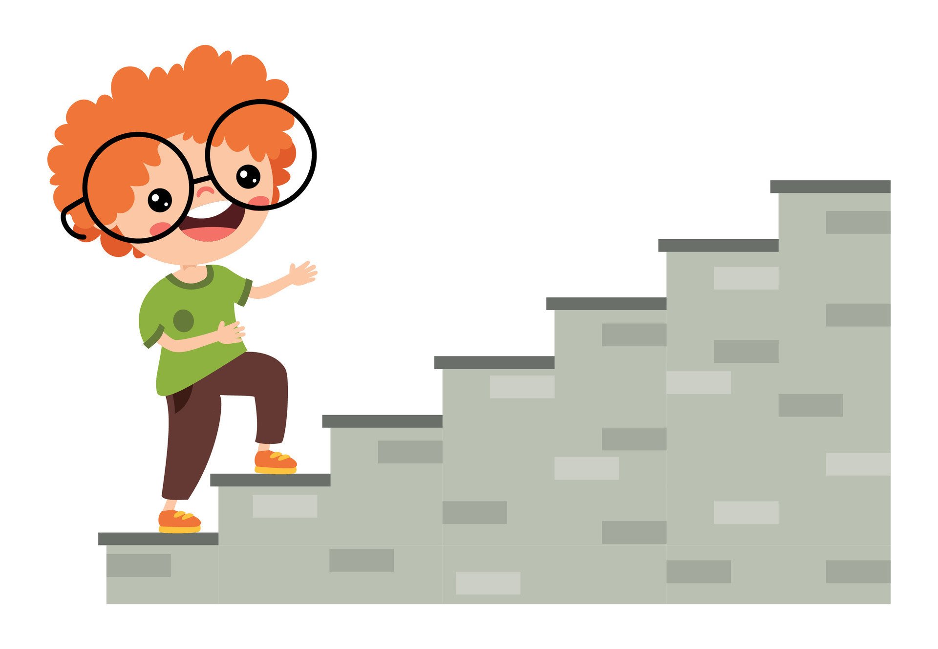 Boy Climbing Stairs Clipart