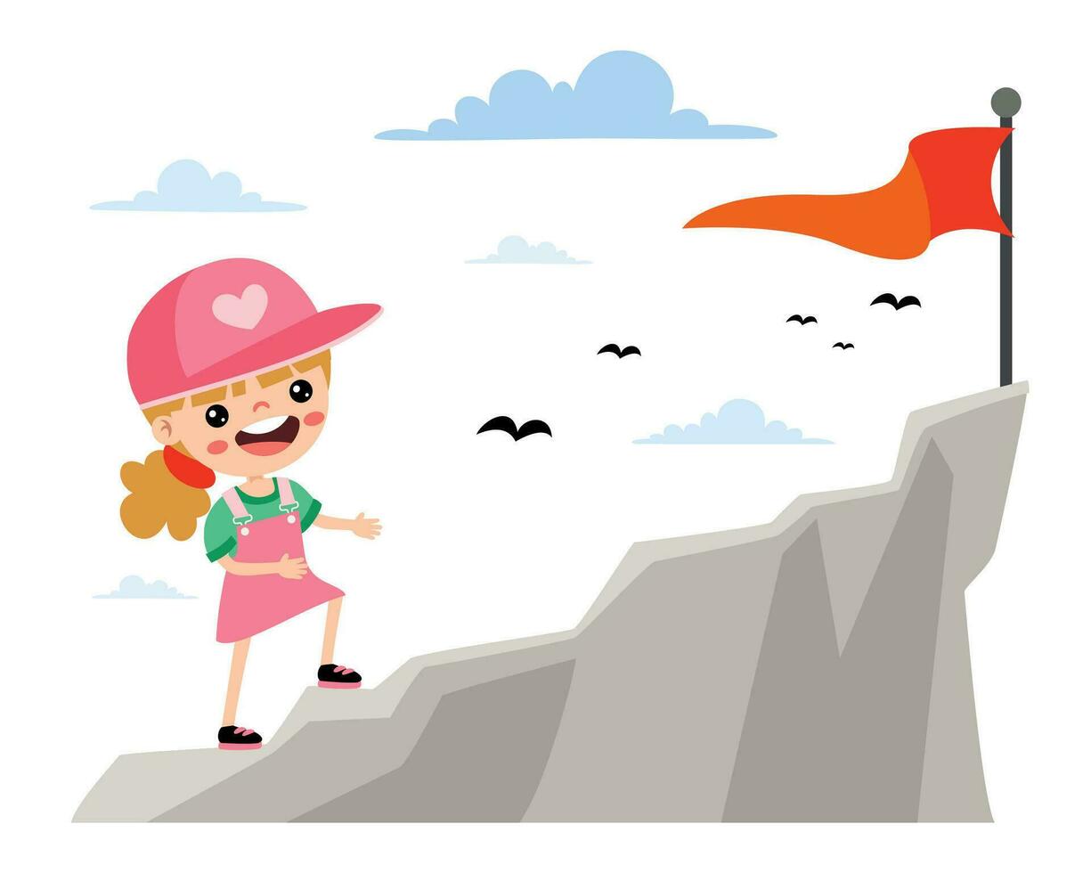 Success Concept With Cartoon Kid vector