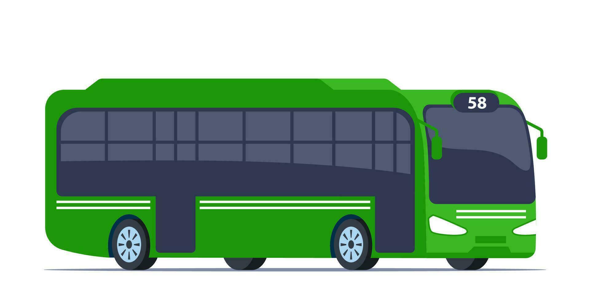 Green City bus. Passenger transport side view. Public transport. Modern touristic bus. Vector illustration.