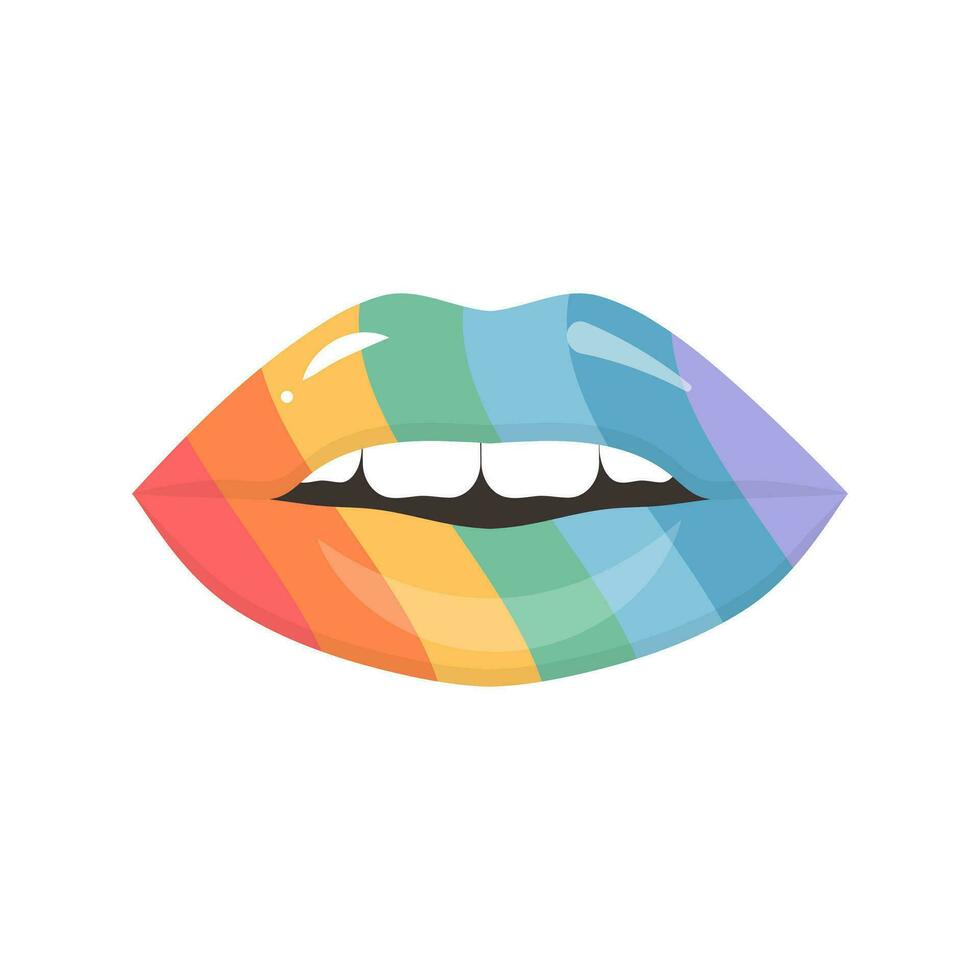Rainbow color lips. LGBT equal rights movement and gender equality concept. vector