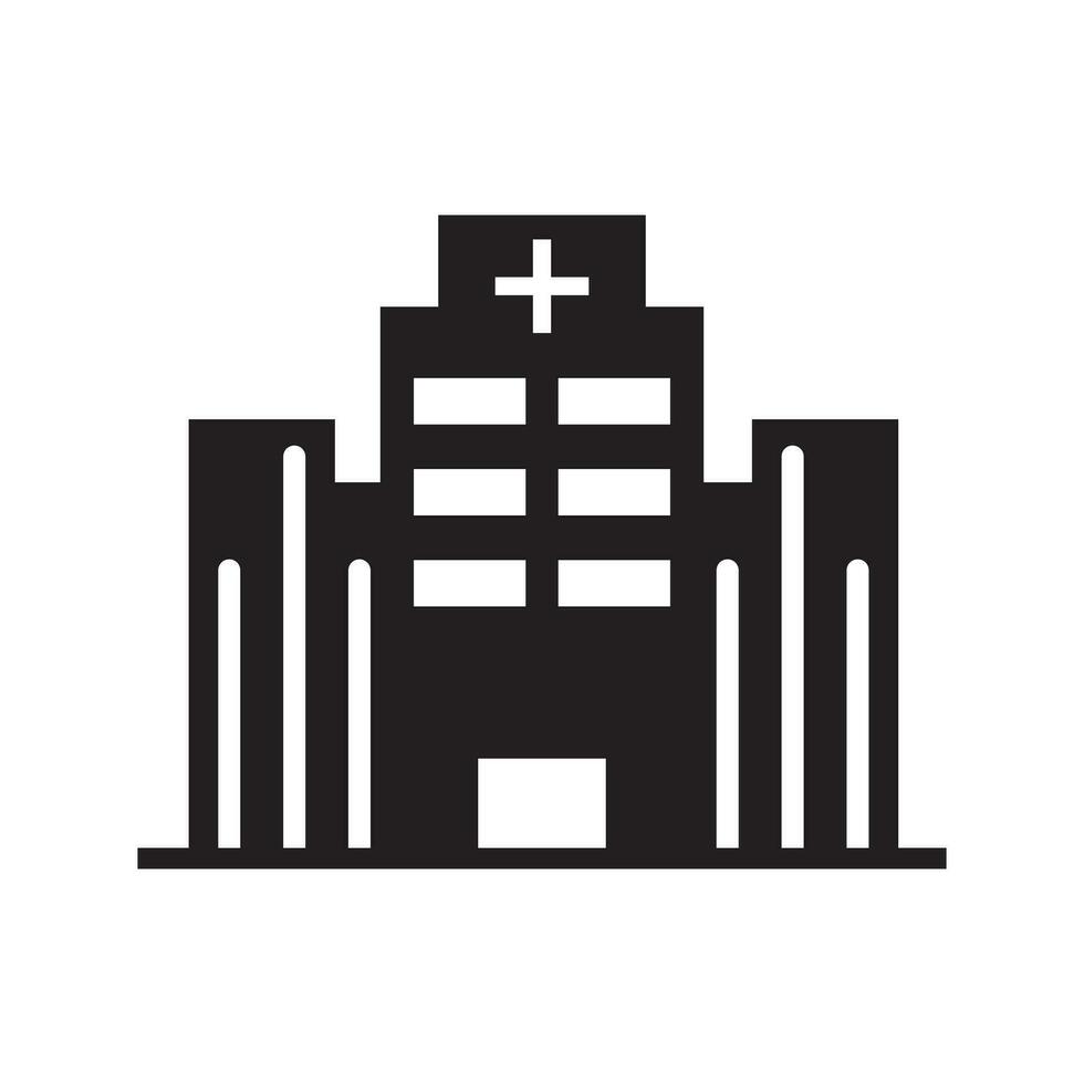 hospital icon, white background. Flat design style. vector EPS 10.