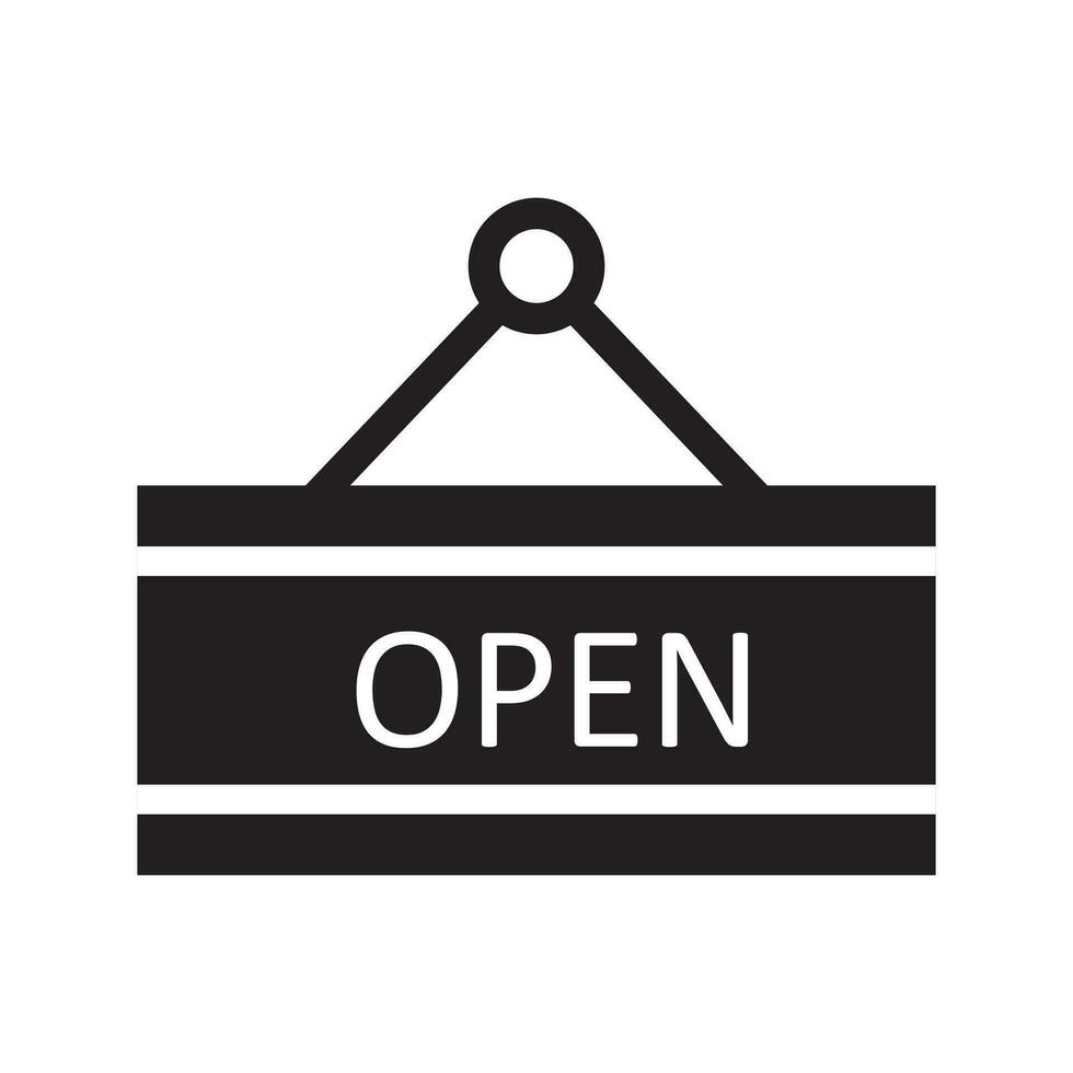 open sign icon, white background. Flat design style. vector EPS 10.