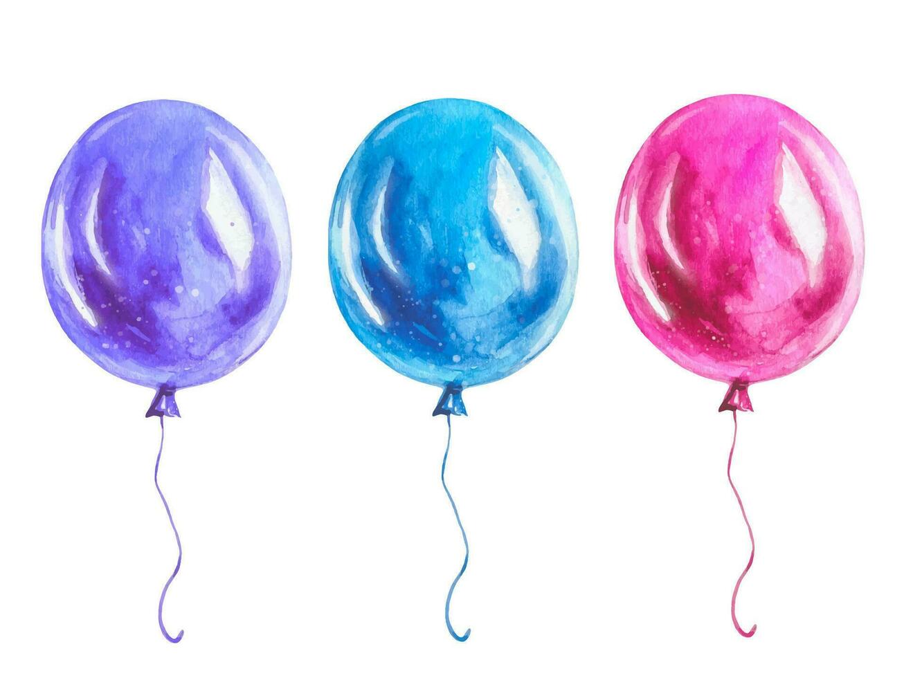 Set of balloons on a string. watercolor illustration 27512510