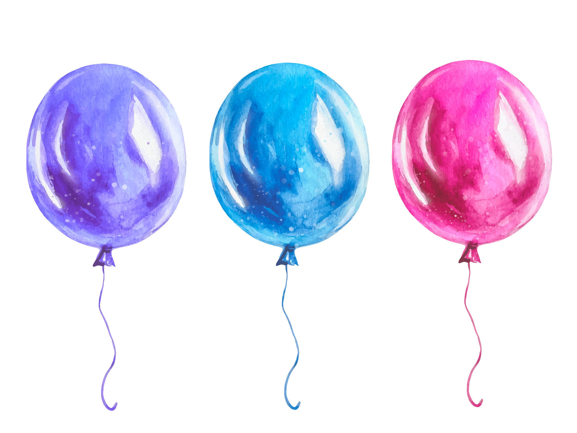 Set of balloons on a string. watercolor illustration 27512510 Vector