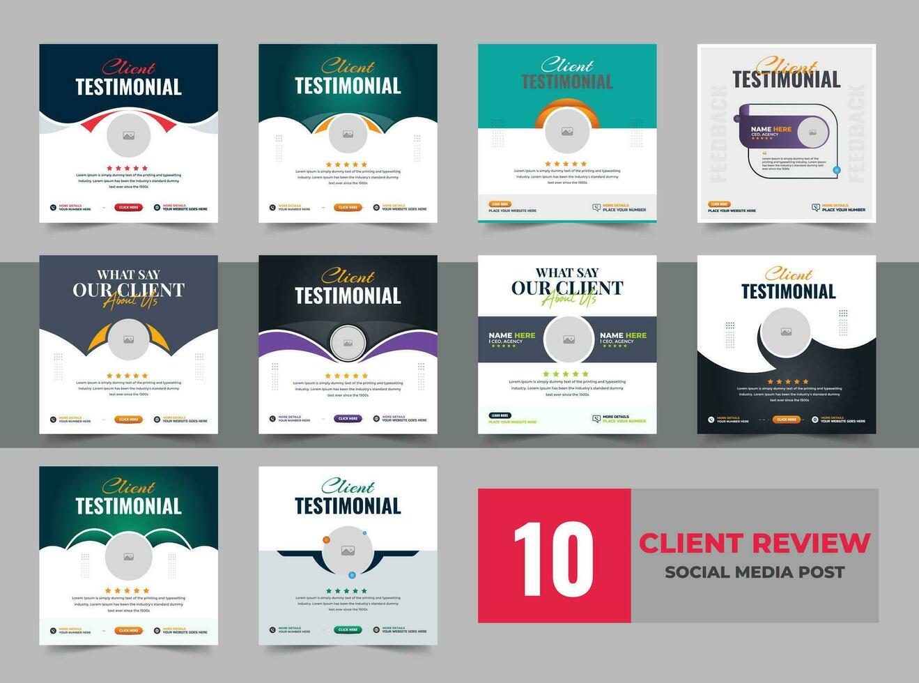 Client testimonial or customer feedback social media post or web banner template, Customer Review banner, Testimonial banner vector