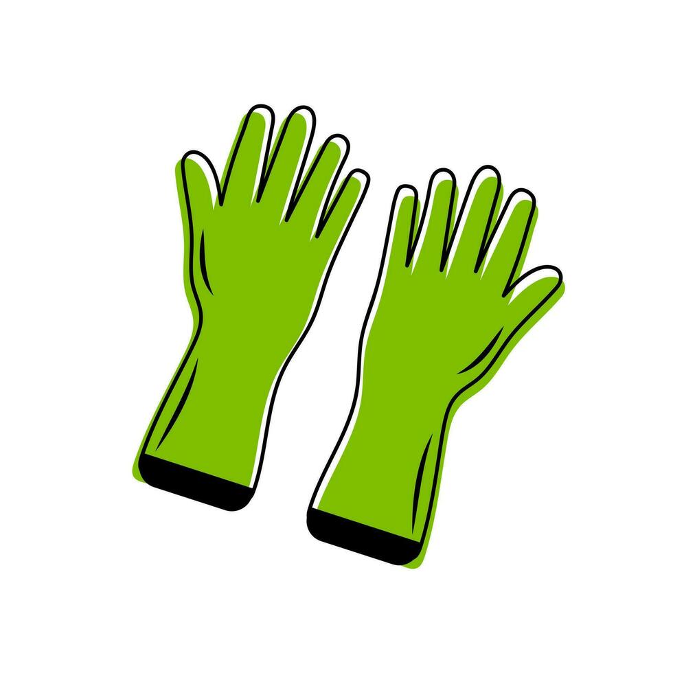 Latex gloves in doodle style. Protective gloves for medicine, gardening, cleaning. vector