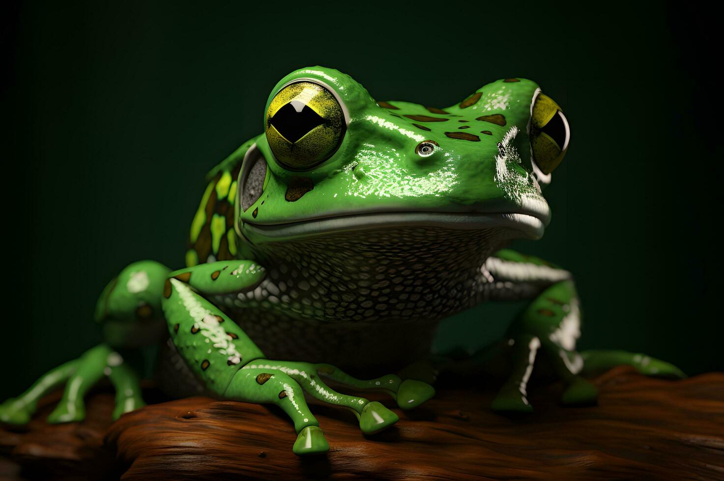 view of green venomous frog photo