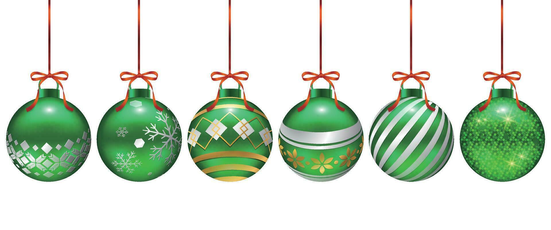 Set of Christmas decorations in different patterns with metallic shine, suitable for posters, cards, sale decorations vector
