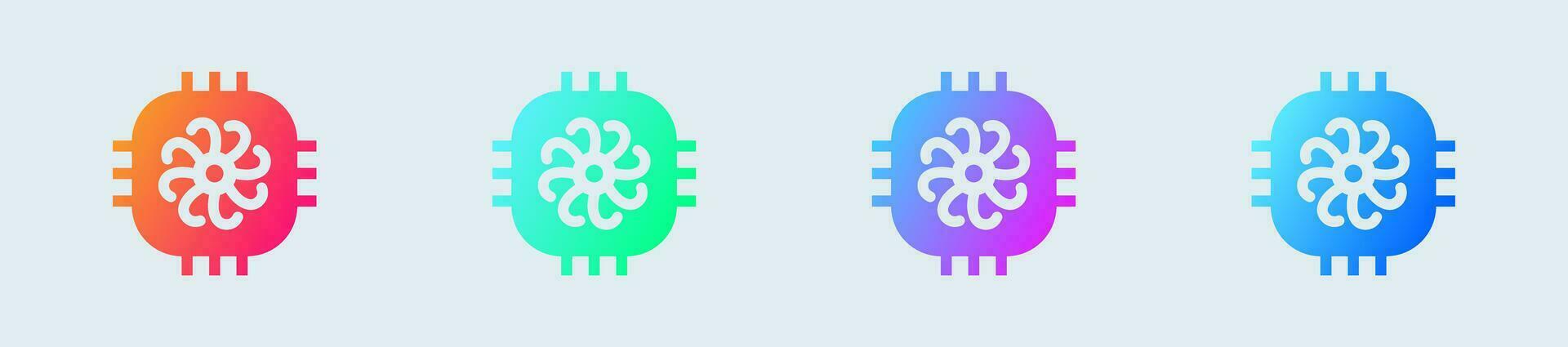 Fan cooler solid icon in gradient colors. Ventilation signs vector illustration.