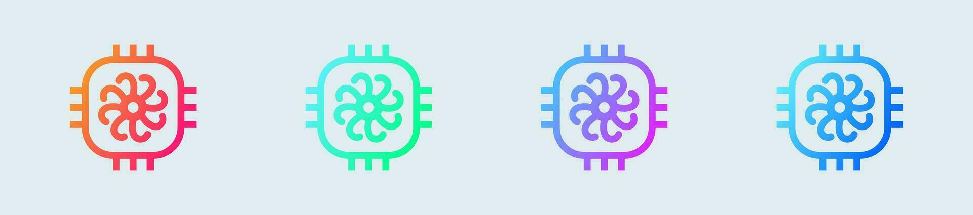 Fan cooler line icon in gradient colors. Ventilation signs vector illustration.