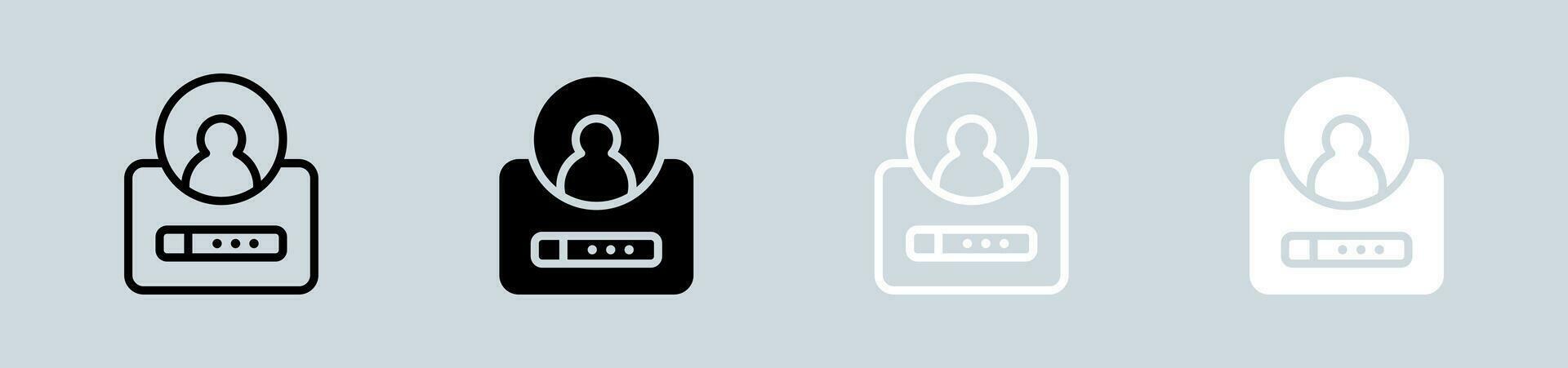 Login icon set in black and white. Sign in symbol vector illustration