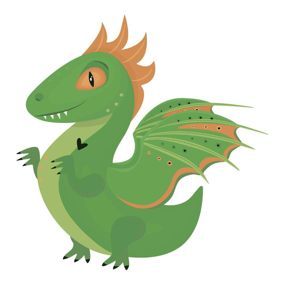 Wooden green dragon, symbol of 2024 year, color illustration vector