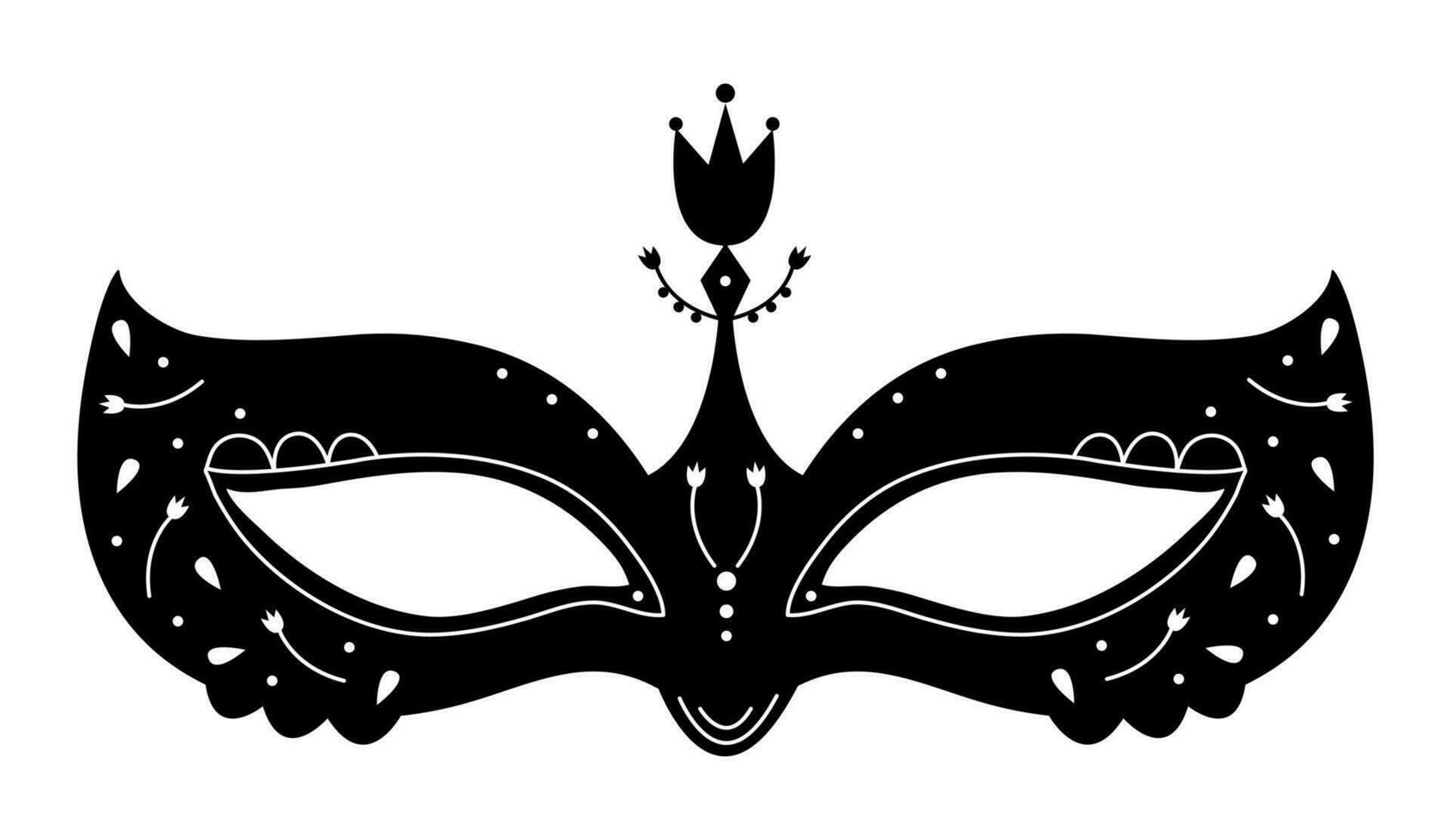 Black masquerade mask with white elements vector
