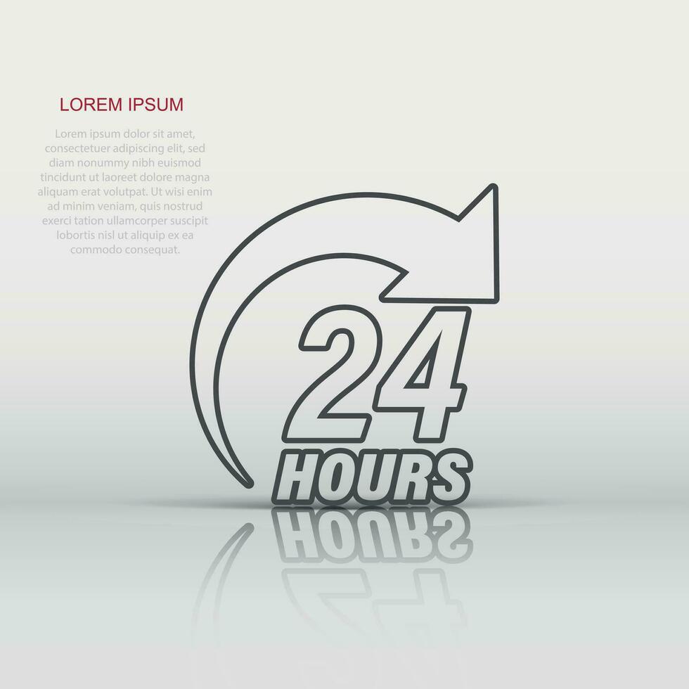 Icono de servicio de 24 horas en estilo plano. ilustración de vector de servicio y negocios todo el día sobre fondo aislado. concepto de negocio de signo de tiempo de servicio rápido.