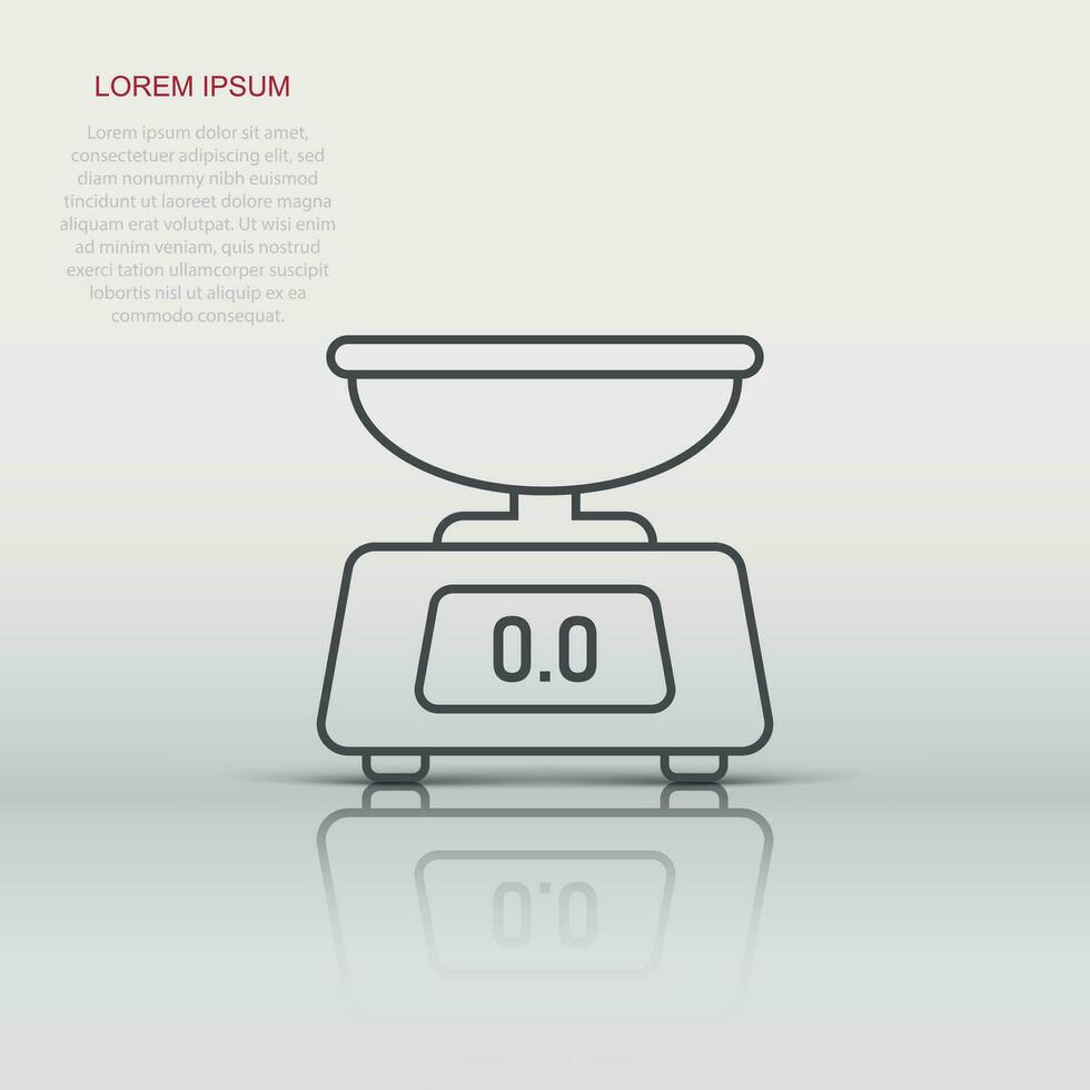 Bathroom weight scale icon in flat style. Mass measurement vector illustration on isolated background. Overweight sign business concept.