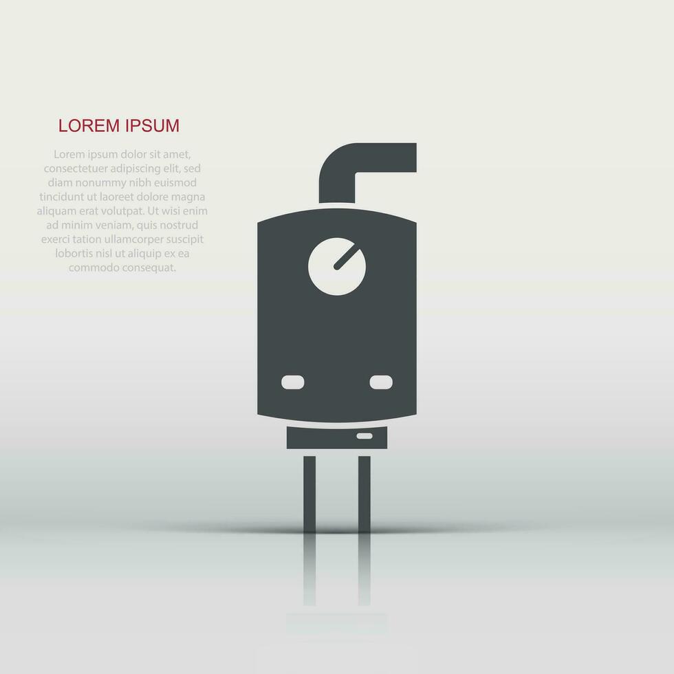 Gas boiler icon in flat style. Heater vector illustration on isolated background. Boiling sign business concept.