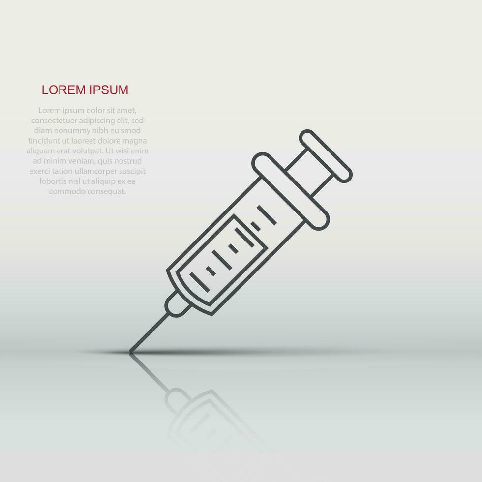 Syringe icon in flat style. Coronavirus vaccine inject vector illustration on isolated background. Covid-19 vaccination sign business concept.