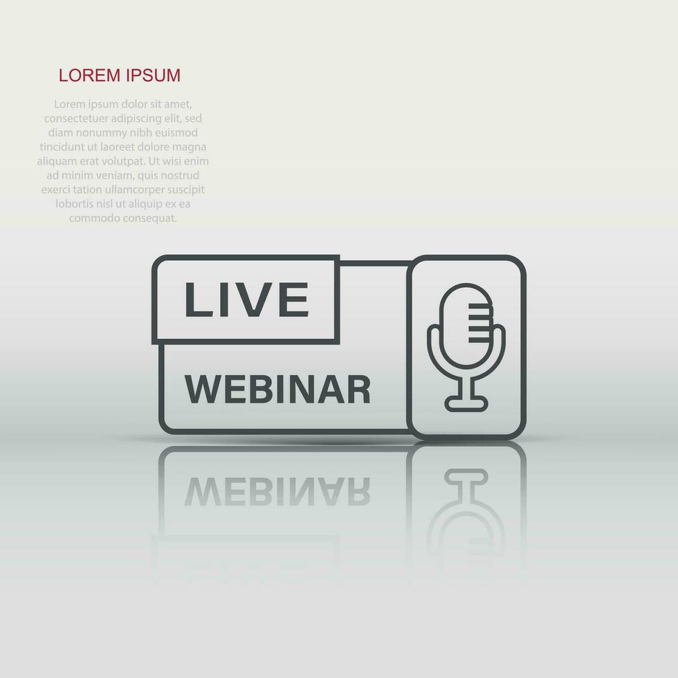 Live webinar icon in flat style. Online training vector illustration on isolated background. Conference stream sign business concept.