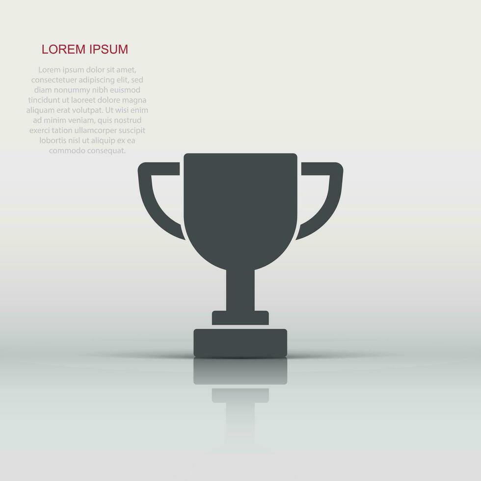 Trophy cup icon in flat style. Goblet prize vector illustration on isolated background. Award sign business concept.