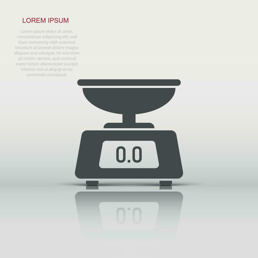 Bathroom weight scale icon in flat style. Mass measurement vector illustration on isolated background. Overweight sign business concept.