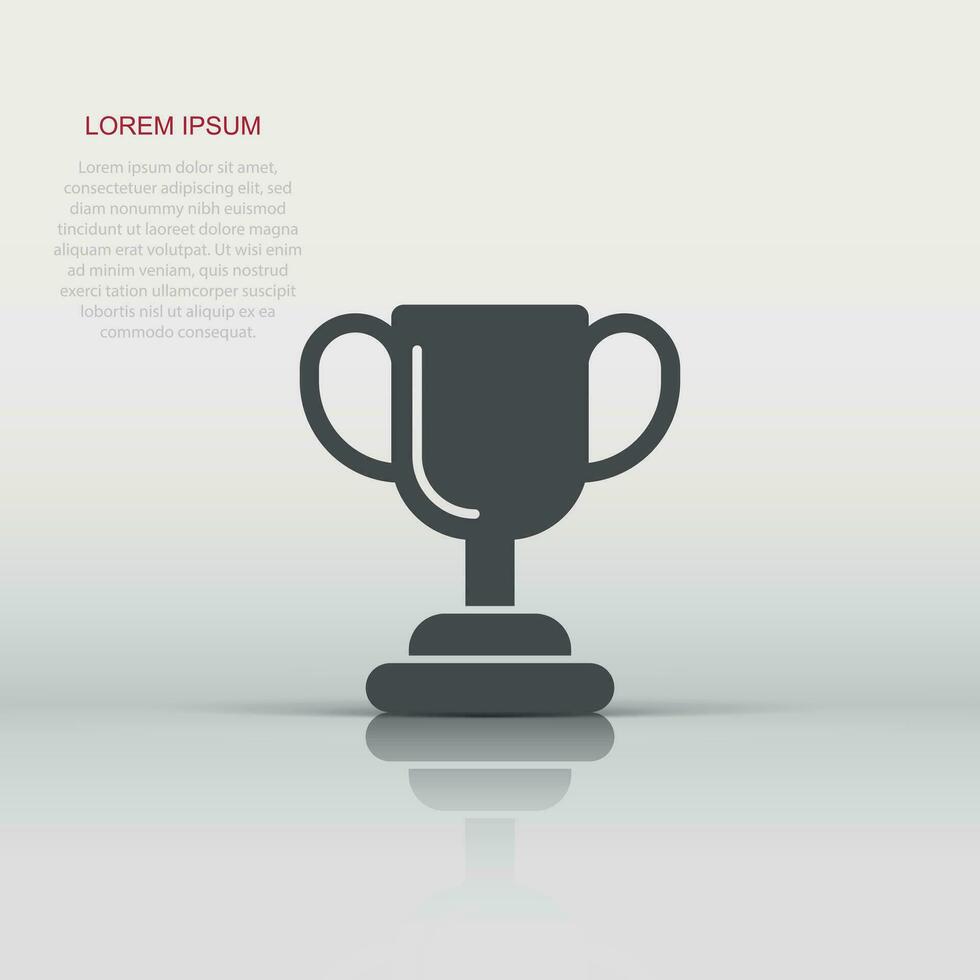 Trophy cup icon in flat style. Goblet prize vector illustration on isolated background. Award sign business concept.