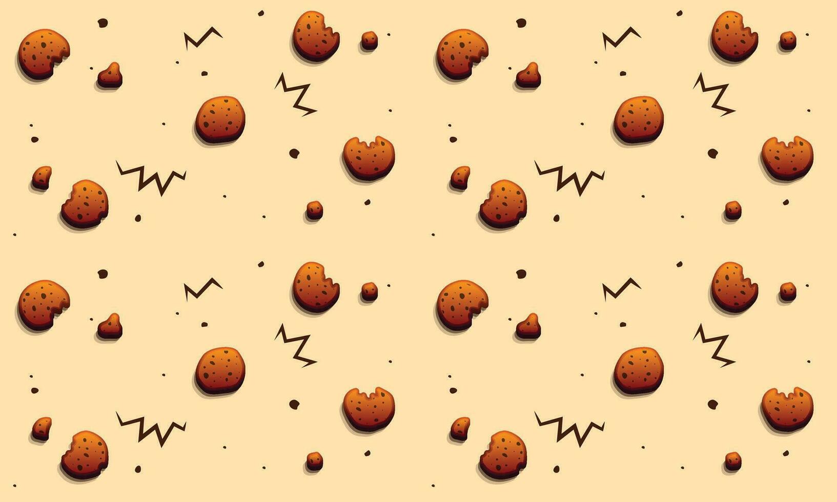 Seamless abstract chocolate biscuit pattern background. High quality cookies background for textile or poster vector