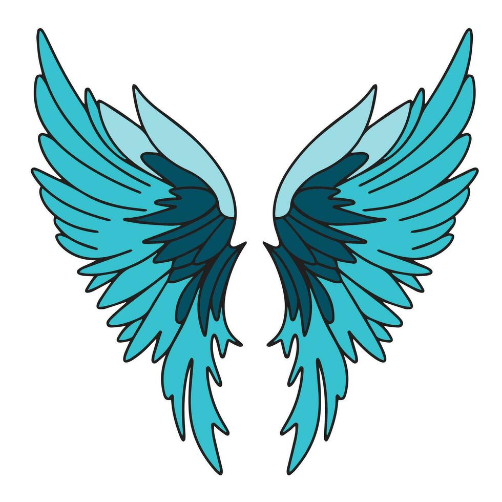 ángel alas de colores describir. mano dibujado alas decoración en garabatear estilo. vector ilustración.
