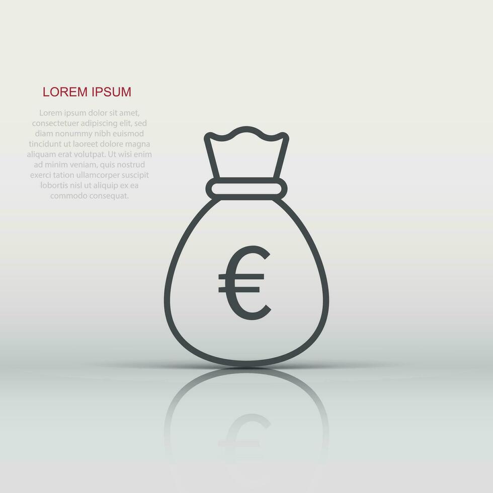 Money bag icon in flat style. Moneybag vector illustration on isolated background. Coin sack sign business concept.