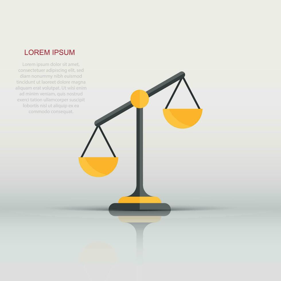 Scales icon in flat style. Libra vector illustration on isolated background. Mass comparison sign business concept.
