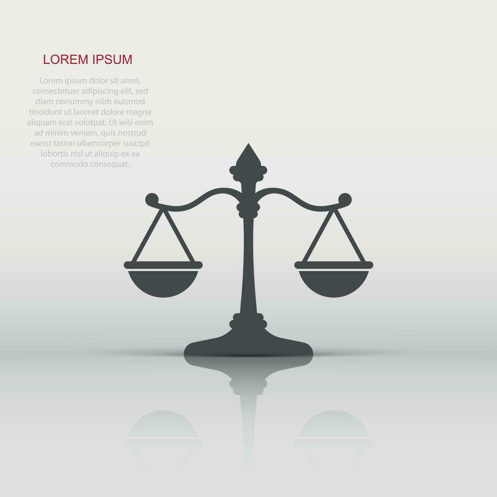 Scales icon in flat style. Libra vector illustration on isolated background. Mass comparison sign business concept.