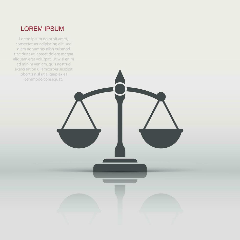 Scales icon in flat style. Libra vector illustration on isolated background. Mass comparison sign business concept.