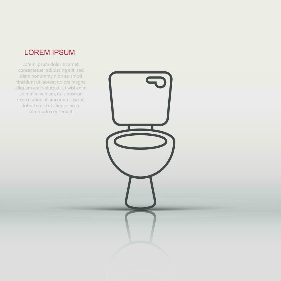 Toilet bowl icon in flat style. Hygiene vector illustration on isolated background. WC restroom sign business concept.