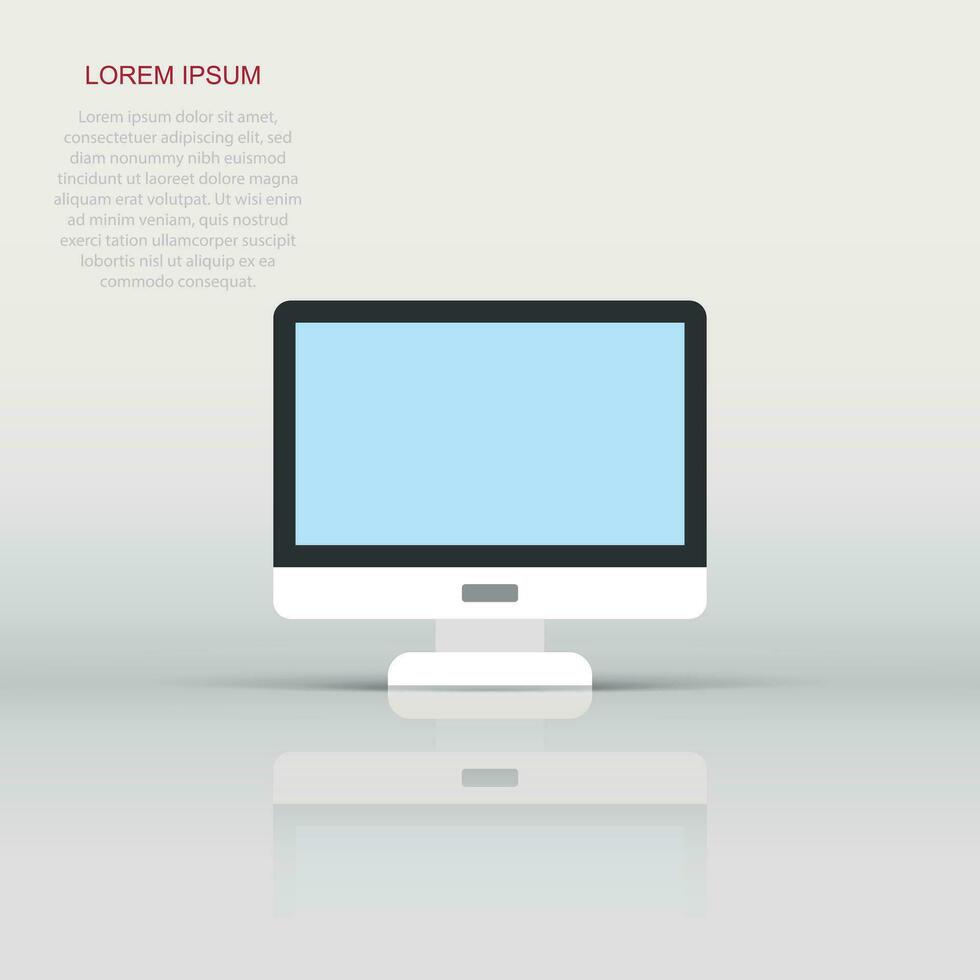 Personal computer in flat style. Desktop pc vector illustration on isolated background. Monitor display sign business concept.